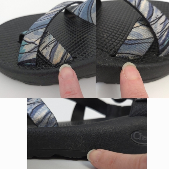 Chaco Blue & White Striped Z/2 Classic Strap Sandals by Artist Sarah Uhl- Men 8 - Picture 7 of 8